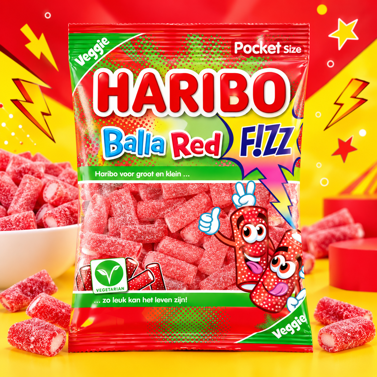 HARIBO BALLA RED FIZZ VEGAN 28 x 70 Gr