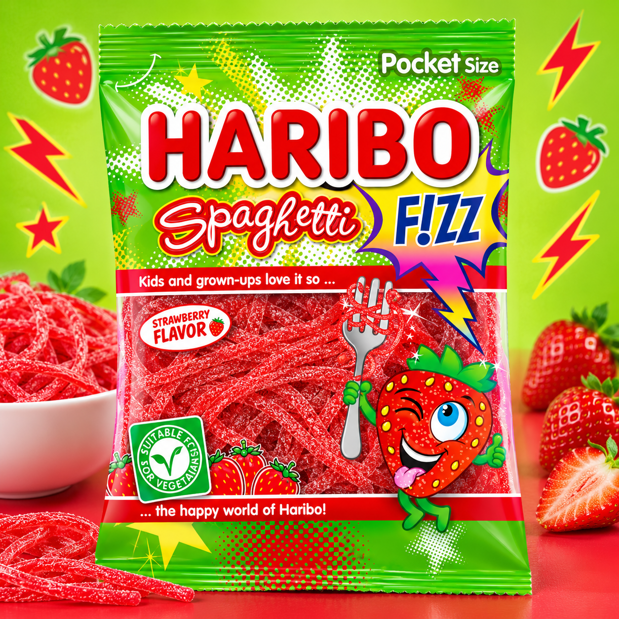 HARIBO S'GHETTI RED FIZZ VEGAN 28 x 70 Gr